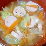 魚肉ソーセージと野菜の和風しょうがスープ